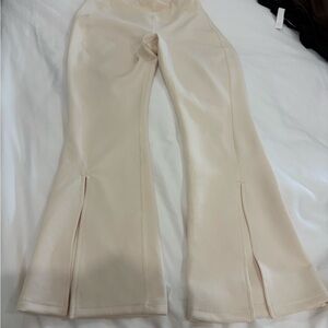 Adidas cropped kick flare split front athletic pant.